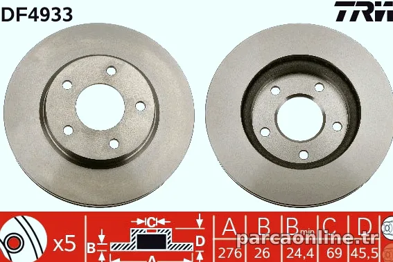 TRW DF4933 Fren Disk Ayna - TRW - DF4933