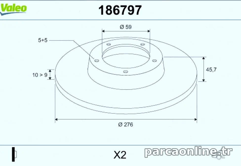 ARKA FREN AYNASI (TK) ALFA 147 3,2 I 00 04 ; 156 TUM MOTORLAR 03 ; 156 1,6 I / 1,8 I / 1,9 JTD / 2,0 JTS - Valeo - VALEO