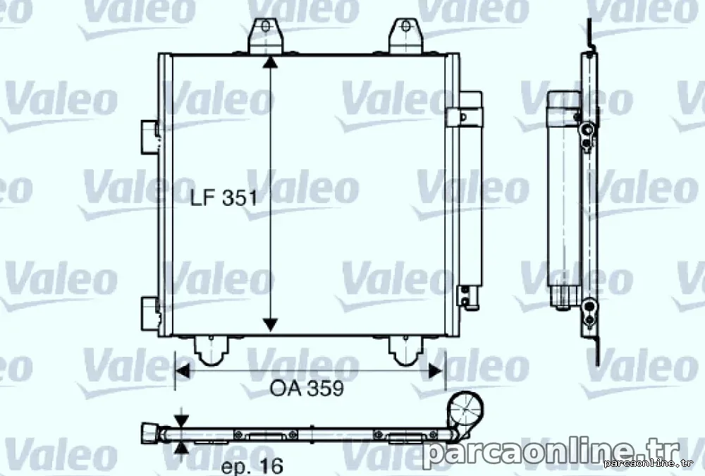 KLIMA RADYATORU PSA C1 107 TOYOTA AYGO CTROEN C1 05> PEUGEOT 107> 359*351*16 - Valeo - VALEO 818014
