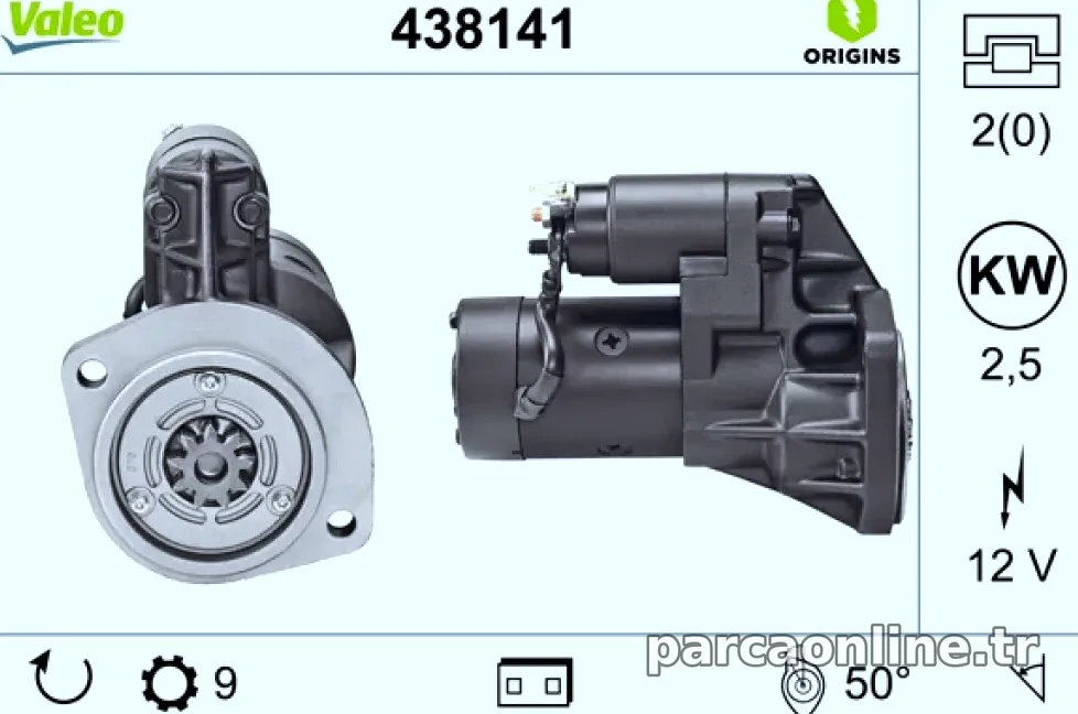 MARS MOTORU 12V 9 DIS NISSAN PICK UP TERRANO URVAN CABSTAR - Valeo - VALEO 438141