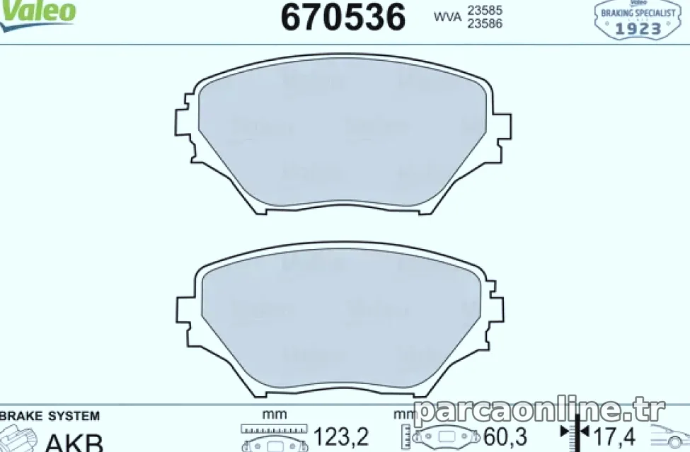 ON FREN BALATASI RAV 4 II1,8 VVT I 2,0 VVT I 4WD (06.00 ) - Valeo - VALEO 670536