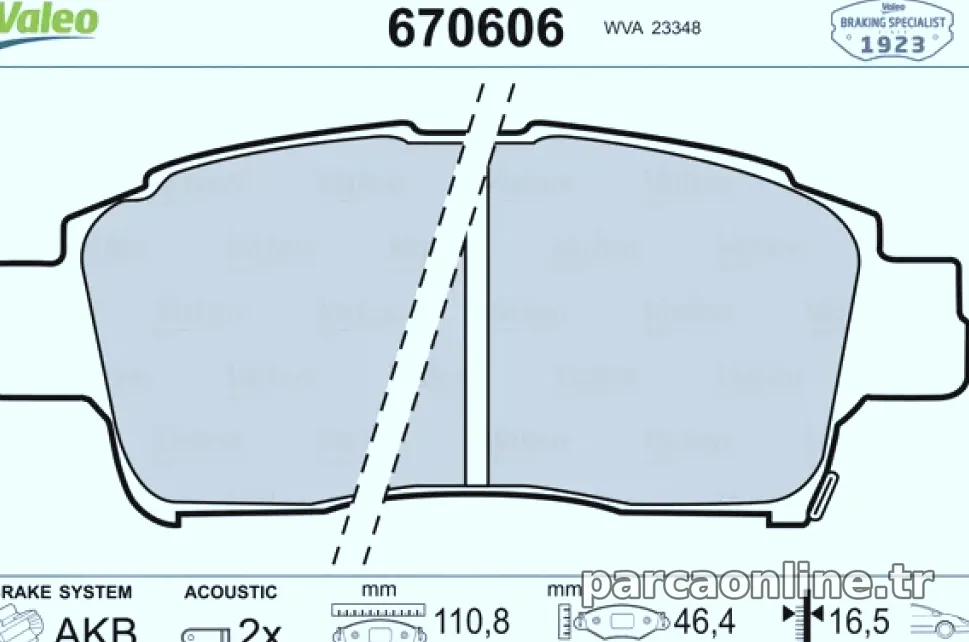 ON FREN BALATASI YARIS 1,0I 16V 1,3I 16V 1,4D4 D 1,5WVT I ABS 99> - Valeo - VALEO 670606