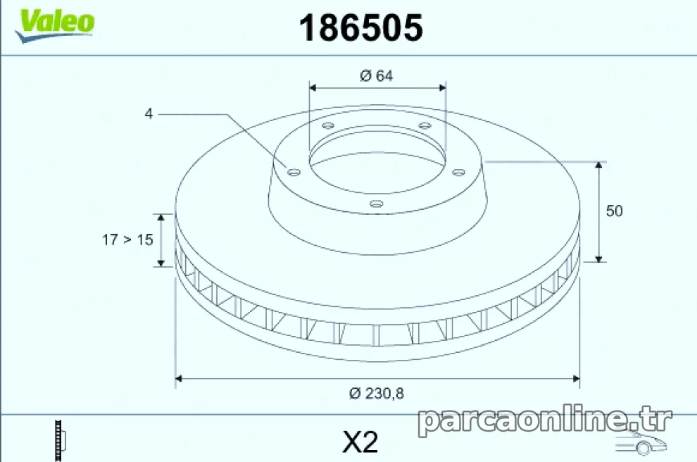 ON FREN DISK (AYNASI) HAVALI SUZUKI ALTO 1994-2002 SUZUKI SWIFT 1989-2001 JUSTY 1.3 4WD 1995-2003 (231MM) - Valeo - VALE