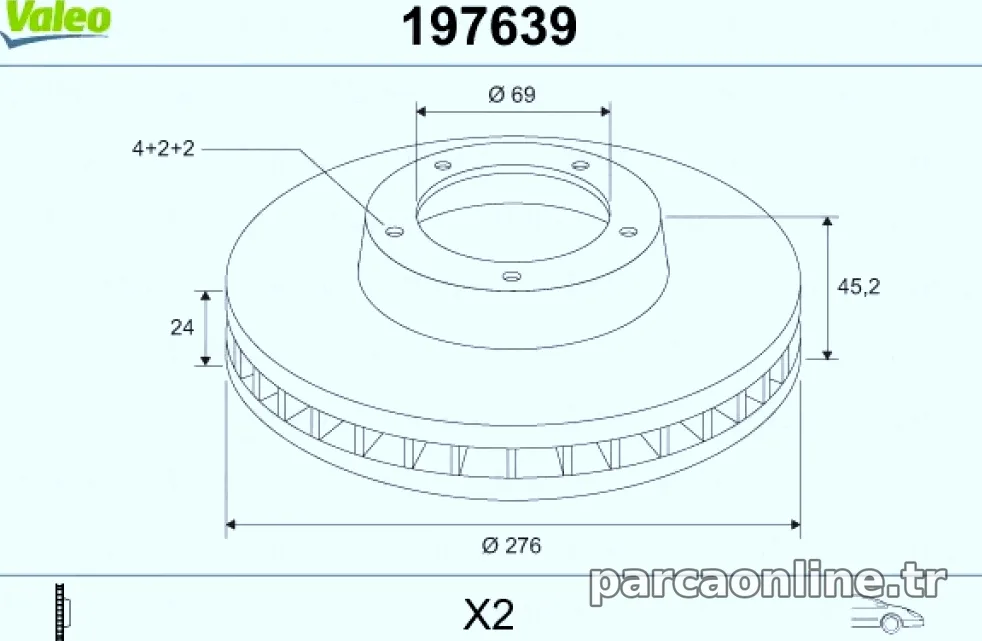 ON FREN DISK AYNASI MITSUBISHI GALANT 2.0I 2.4I - Valeo - VALEO 197639