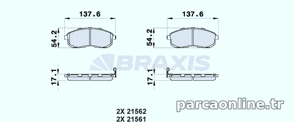BRAXIS AB0154 Fren Disk Balata - BRAXIS - AB0154
