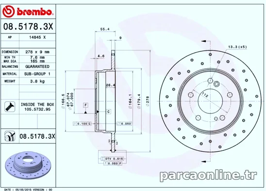 BREMBO 0851783X Fren Disk Ayna - BREMBO - 0851783X