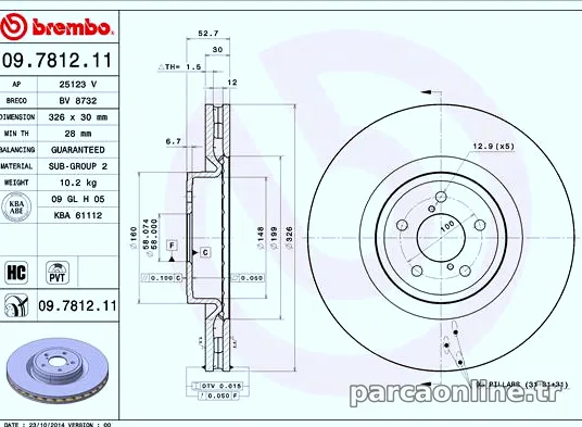 BREMBO 09781211 Fren Disk Ayna - BREMBO - 09781211