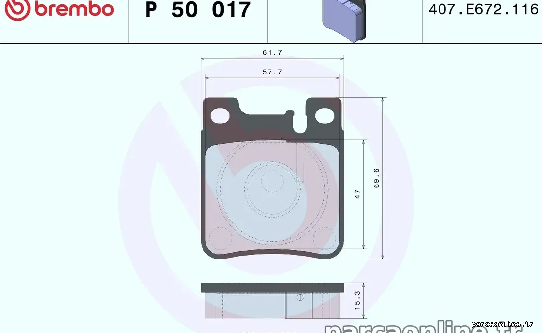 BREMBO P50017 Fren Disk Balata - BREMBO - P50017