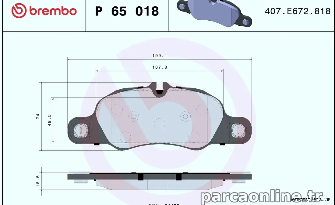 BREMBO P65018 Fren Disk Balata - BREMBO - P65018