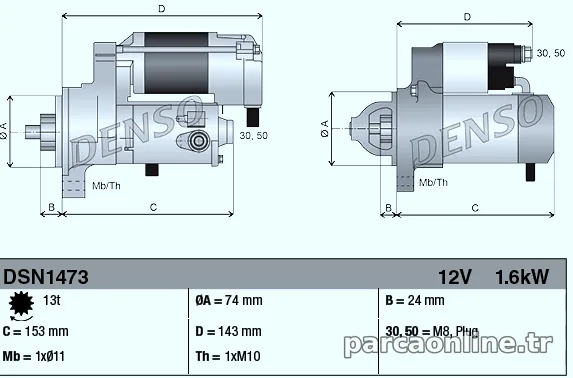 DENSO DSN1473 Marş Dinamosu - DENSO - DSN1473