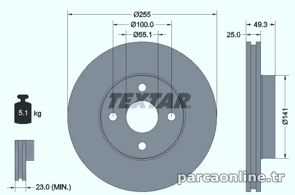 TEXTAR 92125803 Fren Disk Ayna - TEXTAR - 92125803