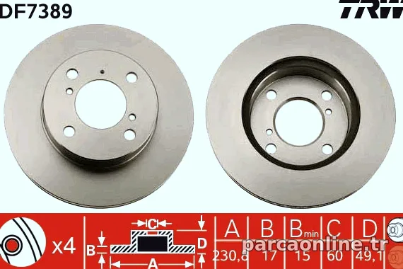 TRW DF7389 Fren Disk Ayna - TRW - DF7389
