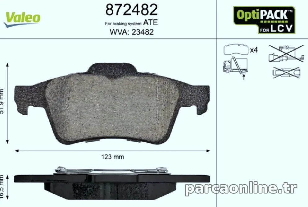Peugeot 508 Arka Fren Balatası 1.6 HDI 112 Beygir 2011-2017 Valeo Marka - Valeo - VALEO 872482