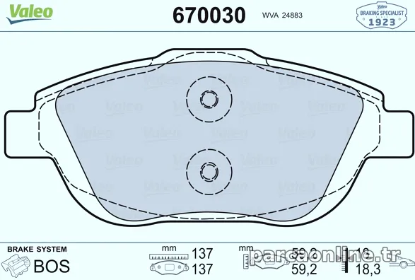 VALEO 670030 Fren Disk Balata - VALEO - 670030