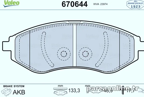 VALEO 670644 Fren Disk Balata - VALEO - 670644